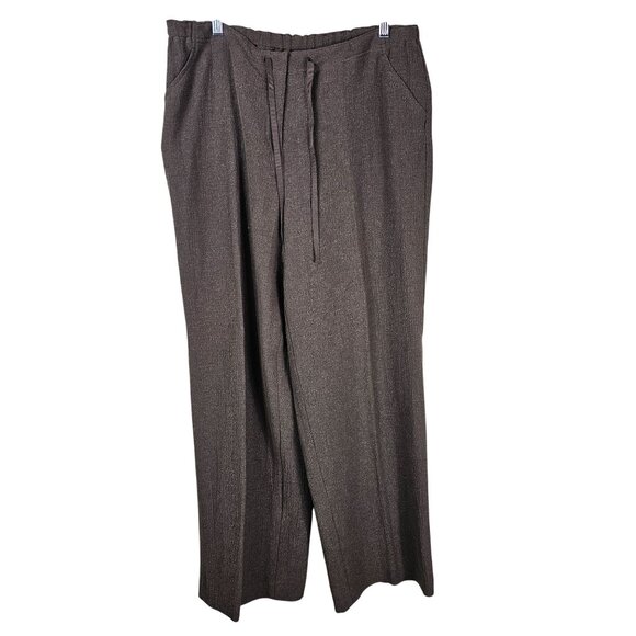 J. Jill Brown Wide-Leg Pants L Hemp/Silk/Organic Cotton Blend Stretch Drawstring - Picture 1 of 10